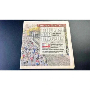 Chicago‎ Sun-Times 2011 Chicago Marathon Triumph Tragedy Cover Vintage Newspaper